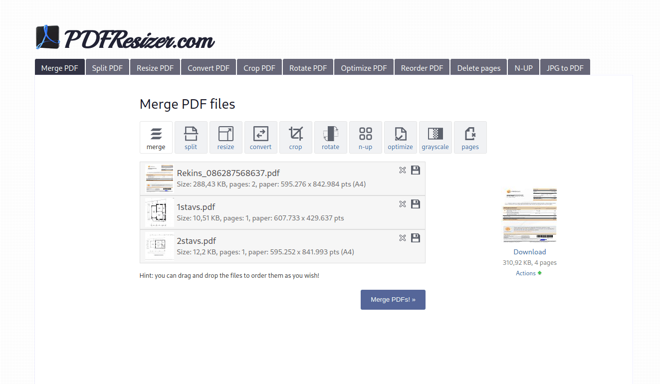 merge pdf online small pdf